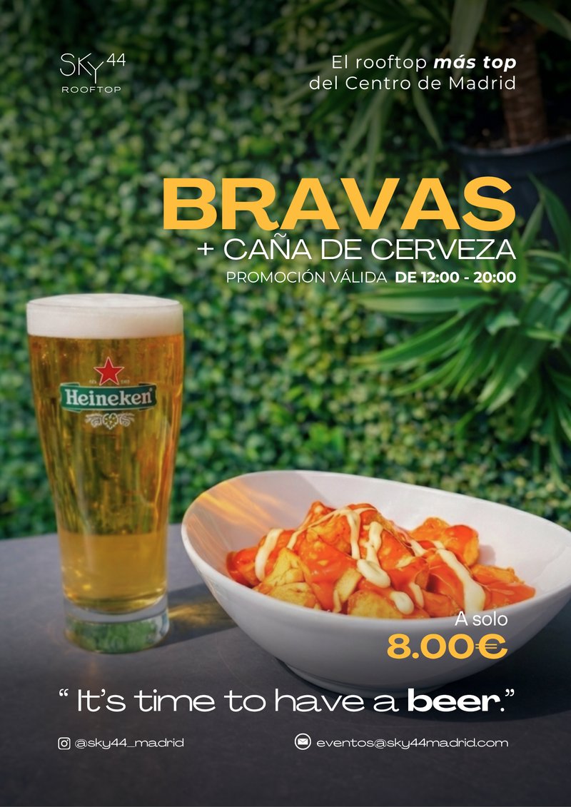 Promo Bravas + Cana de cerveza - Sky 44 Rooftop